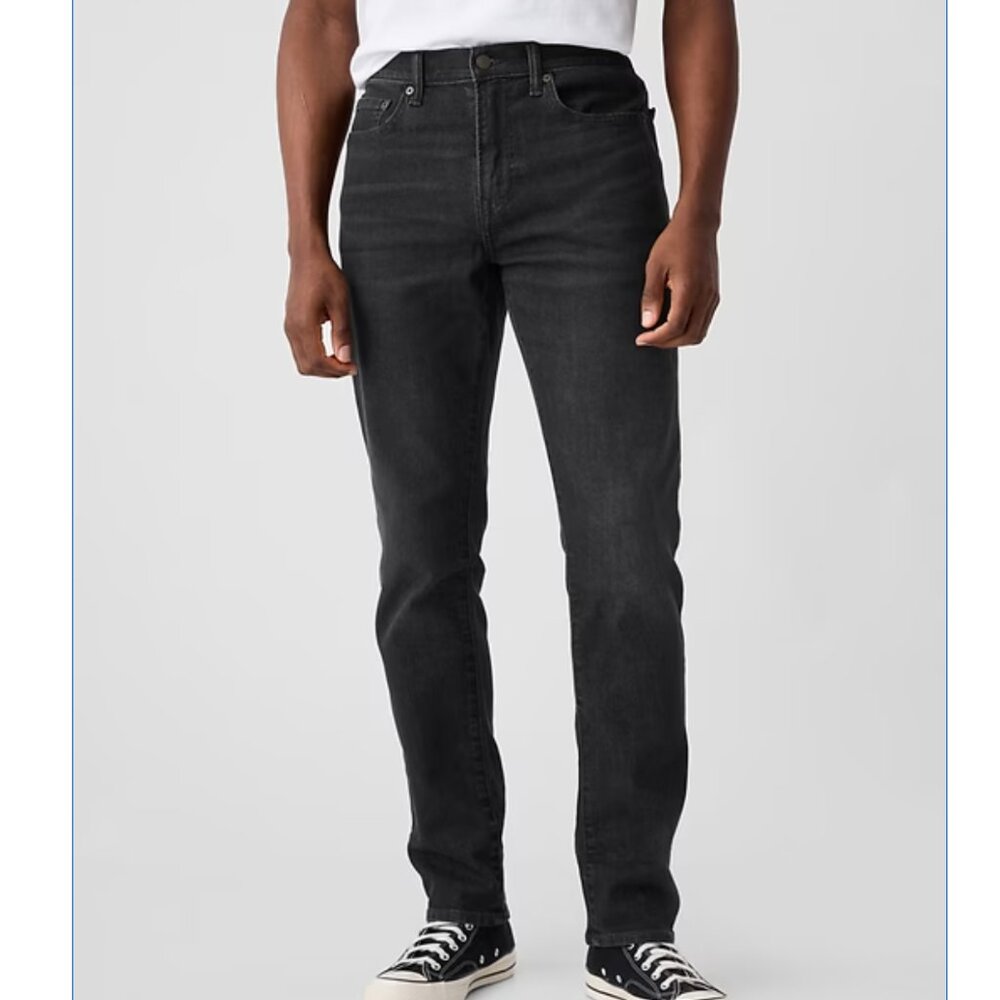 GAP Men's Slim GapFlex Soft Wear Jeans, Washed Black, 30x30, EUC